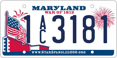 MD license plate 1AC3181