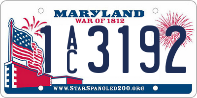 MD license plate 1AC3192