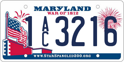 MD license plate 1AC3216