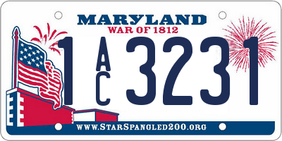 MD license plate 1AC3231