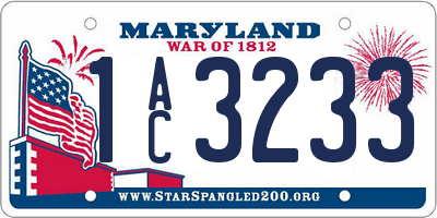 MD license plate 1AC3233