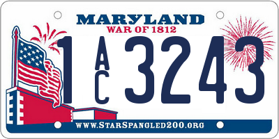 MD license plate 1AC3243
