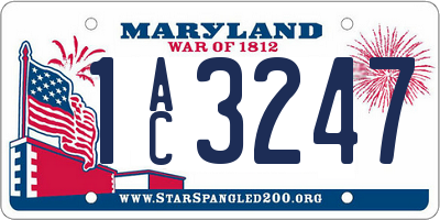 MD license plate 1AC3247