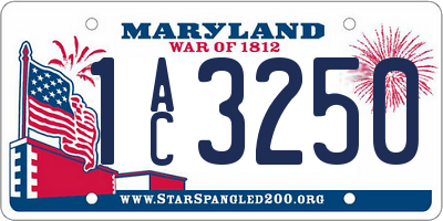 MD license plate 1AC3250