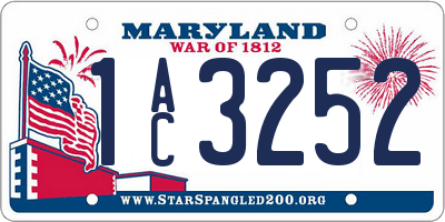 MD license plate 1AC3252