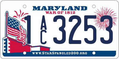MD license plate 1AC3253