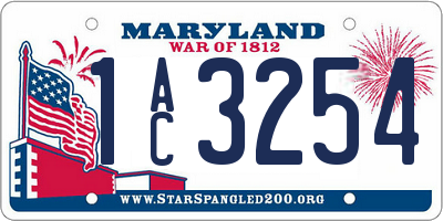 MD license plate 1AC3254