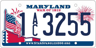 MD license plate 1AC3255