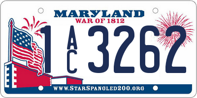 MD license plate 1AC3262