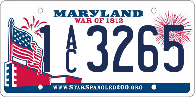 MD license plate 1AC3265