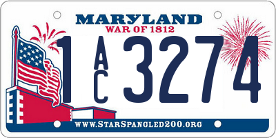 MD license plate 1AC3274