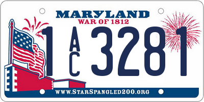 MD license plate 1AC3281