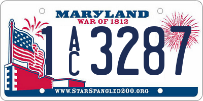 MD license plate 1AC3287