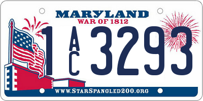 MD license plate 1AC3293