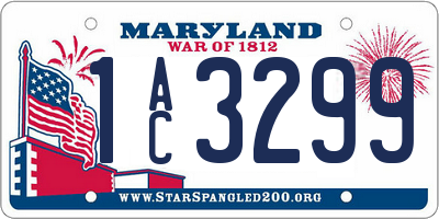 MD license plate 1AC3299