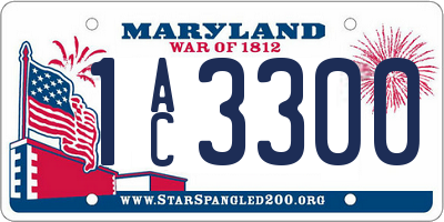 MD license plate 1AC3300