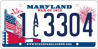 MD license plate 1AC3304