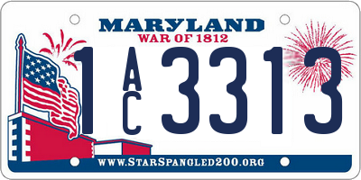 MD license plate 1AC3313