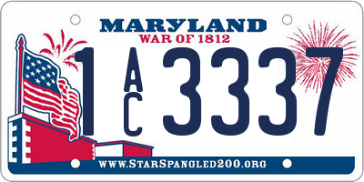 MD license plate 1AC3337