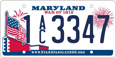 MD license plate 1AC3347