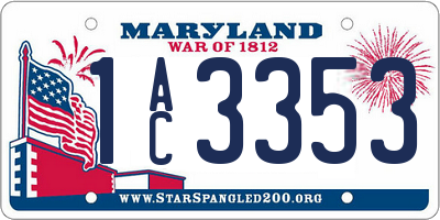 MD license plate 1AC3353