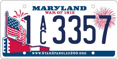 MD license plate 1AC3357