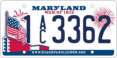MD license plate 1AC3362