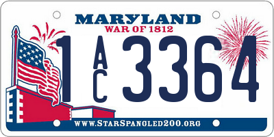 MD license plate 1AC3364