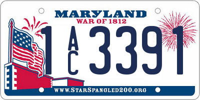 MD license plate 1AC3391