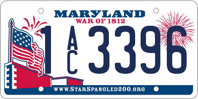 MD license plate 1AC3396