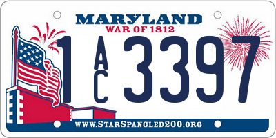 MD license plate 1AC3397