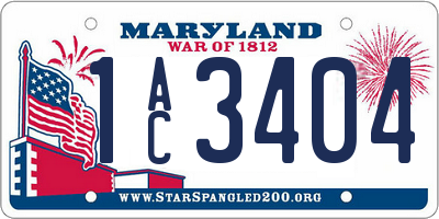 MD license plate 1AC3404