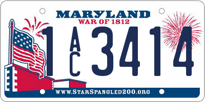 MD license plate 1AC3414