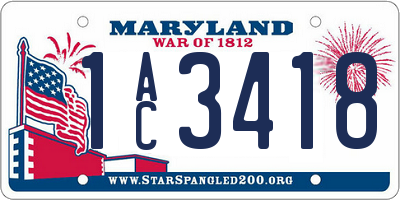 MD license plate 1AC3418