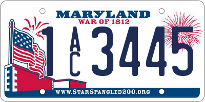 MD license plate 1AC3445