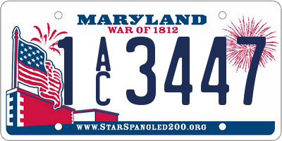 MD license plate 1AC3447