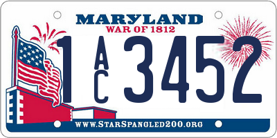 MD license plate 1AC3452