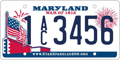 MD license plate 1AC3456