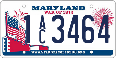 MD license plate 1AC3464