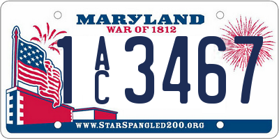MD license plate 1AC3467
