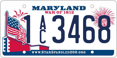 MD license plate 1AC3468