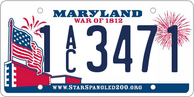 MD license plate 1AC3471