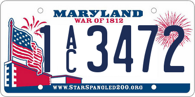 MD license plate 1AC3472