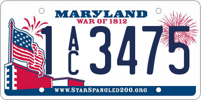 MD license plate 1AC3475