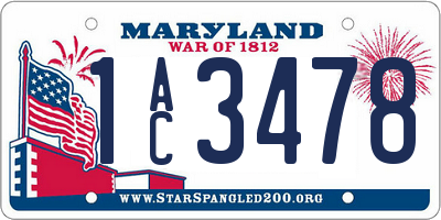 MD license plate 1AC3478