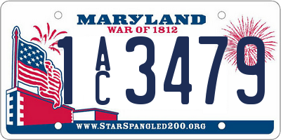MD license plate 1AC3479