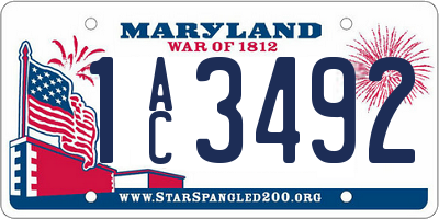 MD license plate 1AC3492