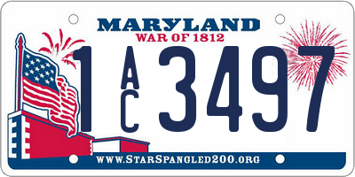 MD license plate 1AC3497