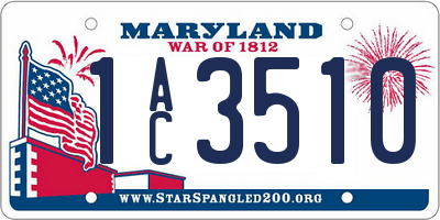 MD license plate 1AC3510