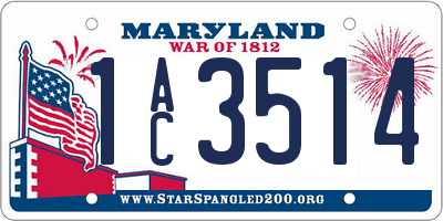 MD license plate 1AC3514